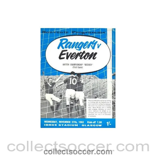 1963 - Glasgow Rangers v Everton official programme 27/11/1963 - Collect Soccer