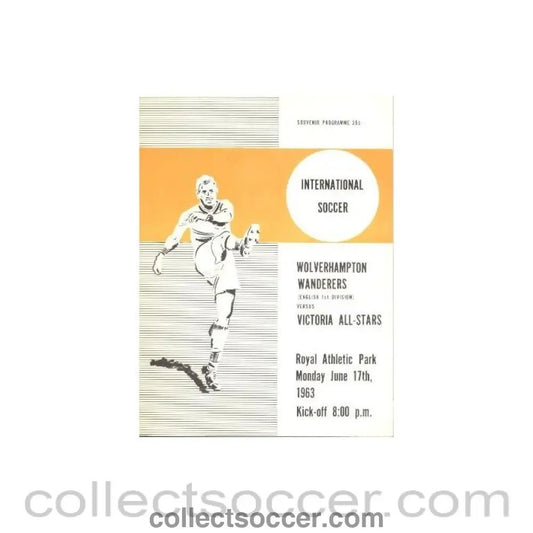 1963 - In Canada - Victoria All - Stars, Canada v Wolverhampton Wanderers official programme 17/06/1963 - Collect Soccer