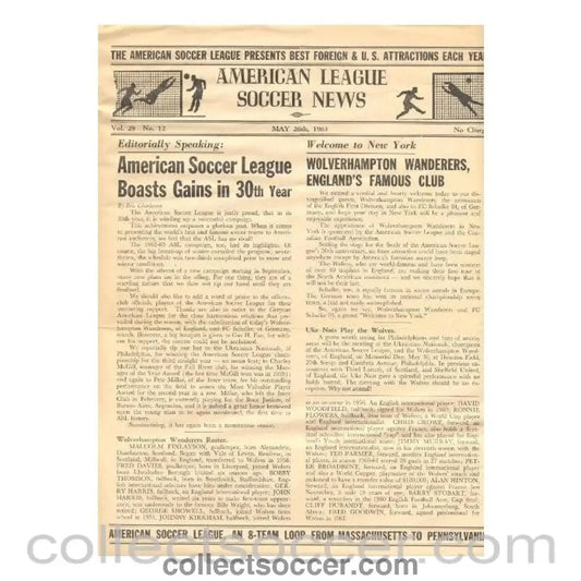 1963 - In the USA - Schalke Germany v Wolverhampton Wanderers official American League Soccer News programme of 26/05/1963 - Collect Soccer