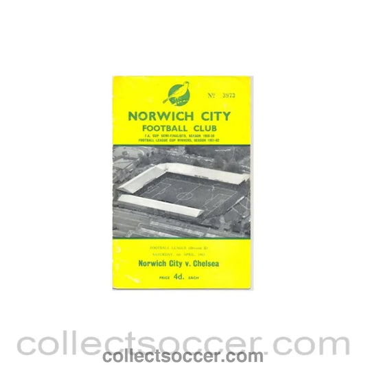 1963 - Norwich City vChelsea official programme 06/04/1963 - Collect Soccer