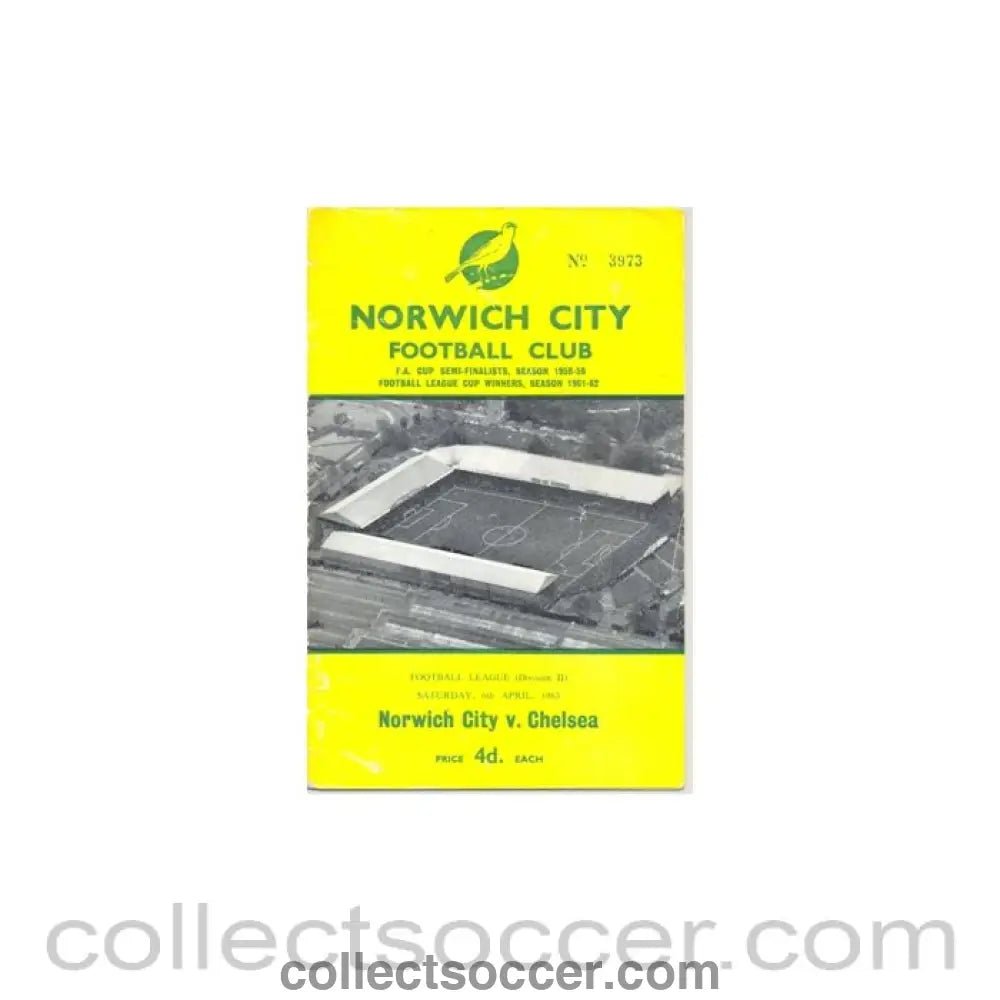 1963 - Norwich City vChelsea official programme 06/04/1963 - Collect Soccer