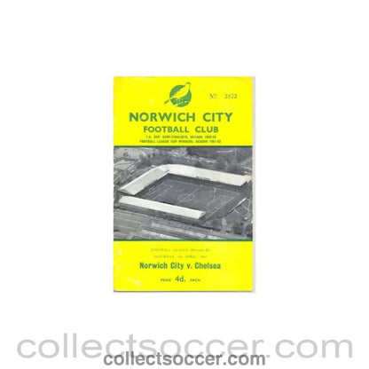 1963 - Norwich City vChelsea official programme 06/04/1963 - Collect Soccer