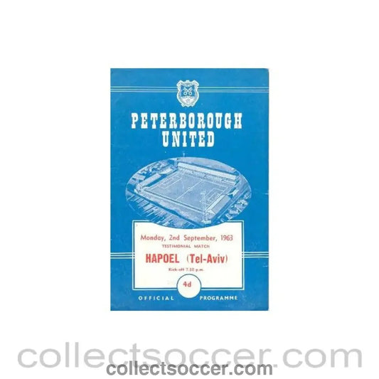 1963 - Peterborough United v Hapoel, Tel - Aviv official programme 02/09/1963 - Collect Soccer