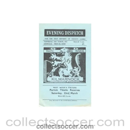 1963 - Raith Rovers v Kilmarnock official programme 16/03/1963 - Collect Soccer
