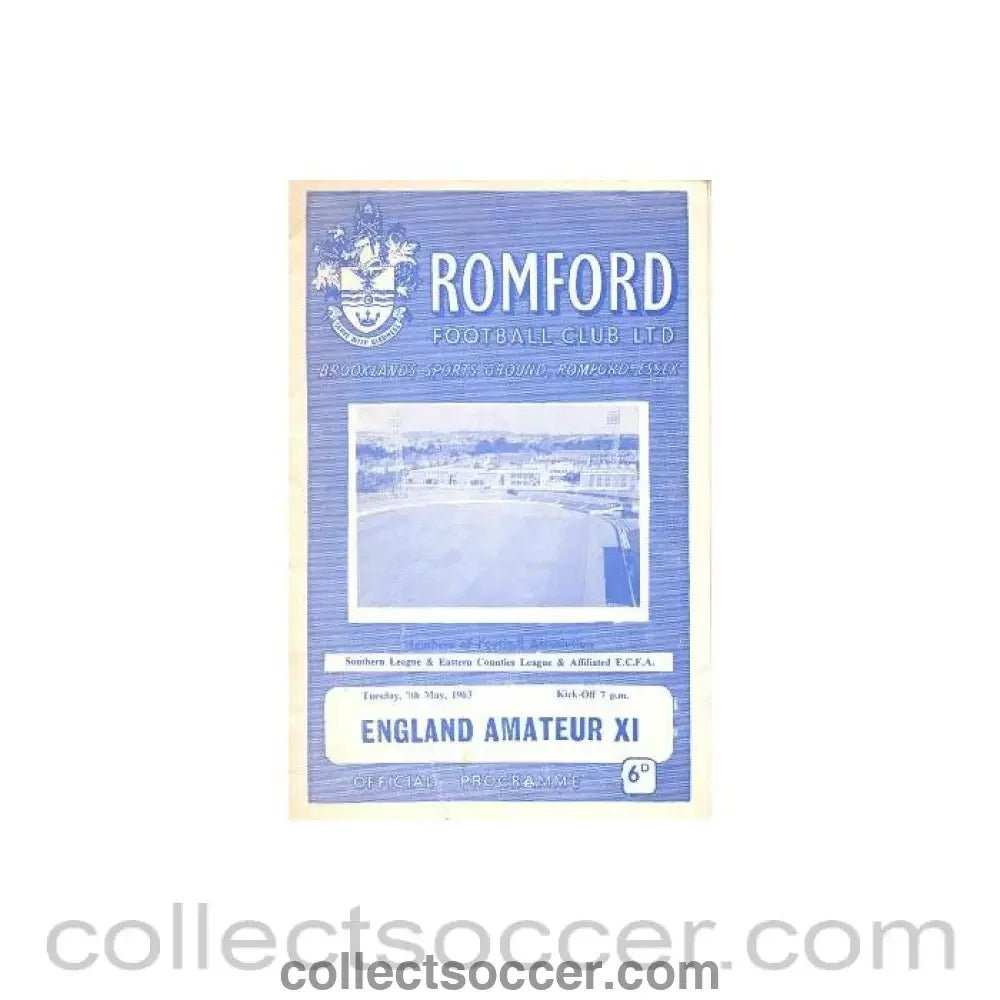 1963 - Romford v England Amateur XI official programme 07/05/1963 - Collect Soccer