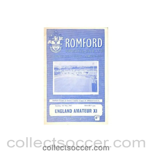 1963 - Romford v England Amateur XI official programme 07/05/1963 - Collect Soccer