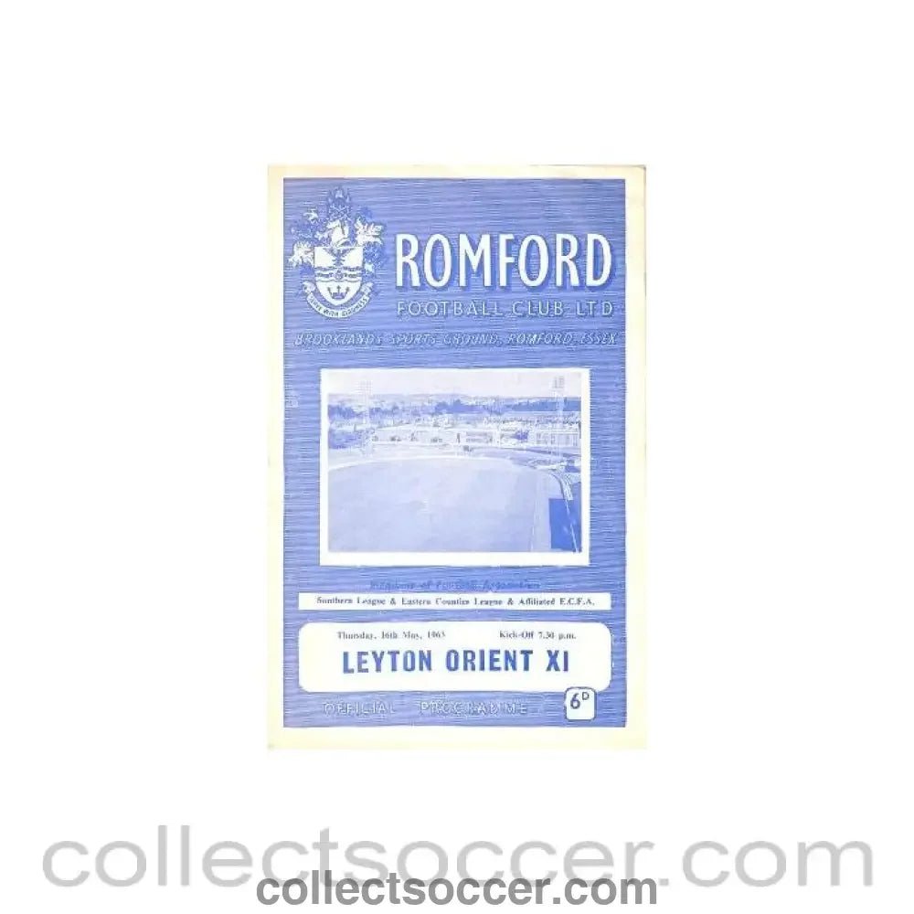 1963 - Romford v Leyton Orient XI official programme 16/05/1963 - Collect Soccer