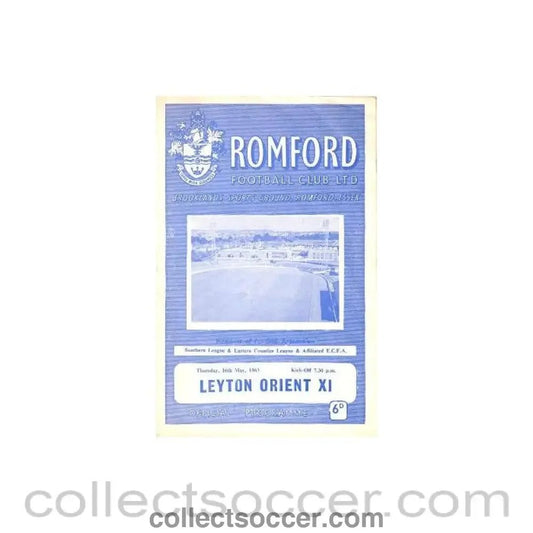 1963 - Romford v Leyton Orient XI official programme 16/05/1963 - Collect Soccer
