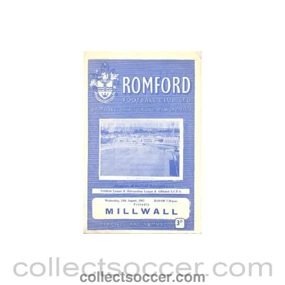 1963 - Romford v Millwall official programme 14/08/1963 - Collect Soccer