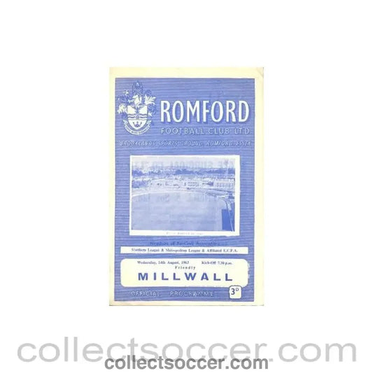 1963 - Romford v Millwall official programme 14/08/1963 - Collect Soccer