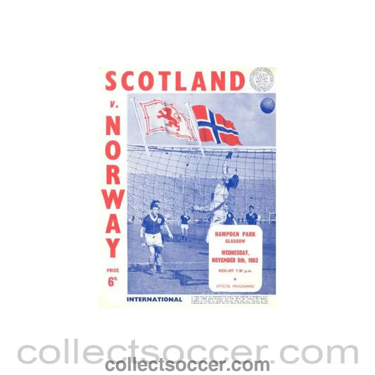 1963 Scotland v Norway official programme 06/11/1963 - Collect Soccer