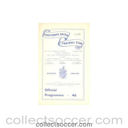 1963 - Scunthorpe United v Cardiff City official programme 30/08/1963 - Collect Soccer