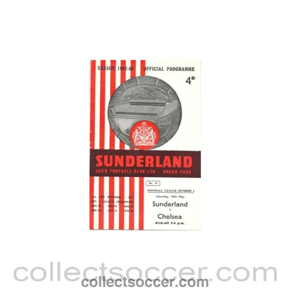 1963 - Sunderland v Chelsea official programme 18/05/1963 - Collect Soccer