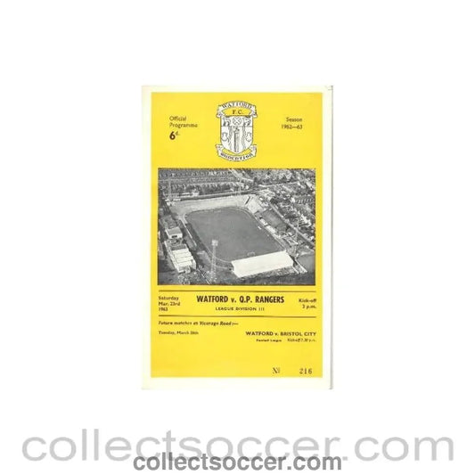 1963 - Watford v Queen's Park Rangers official programme 23/03/1963 - Collect Soccer