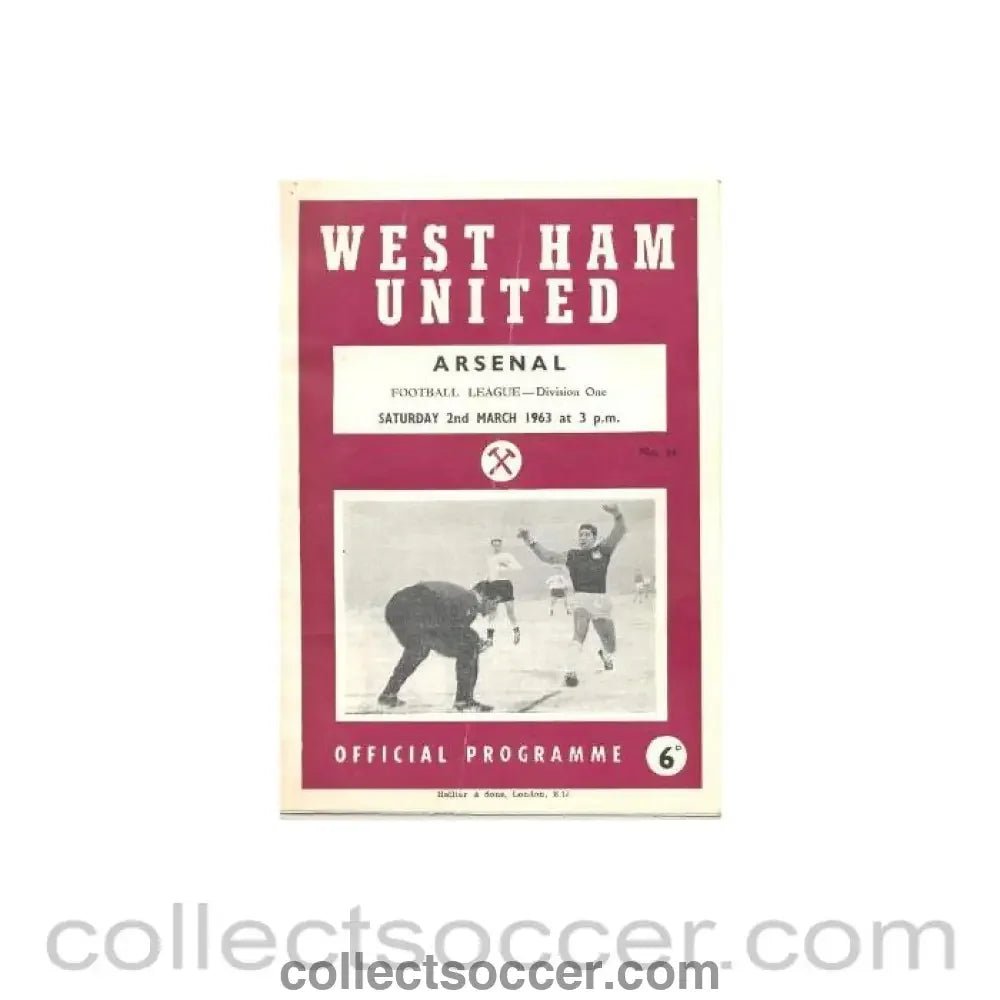 1963 - West Ham United v Arsenal official programme 02/03/1963 - Collect Soccer