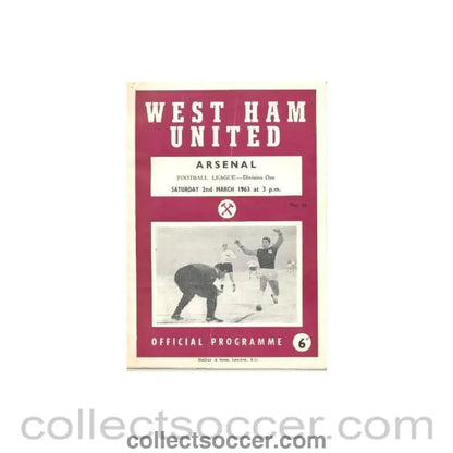 1963 - West Ham United v Arsenal official programme 02/03/1963 - Collect Soccer