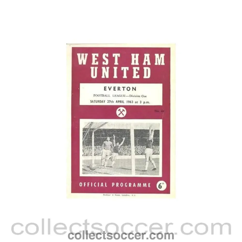 1963 - West Ham United v Everton official programme 27/04/1963 - Collect Soccer