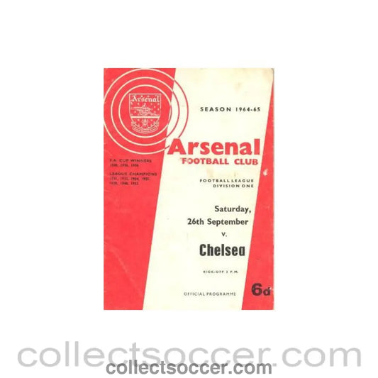 1964 - Arsenal v Chelsea official programme 26/09/1964
