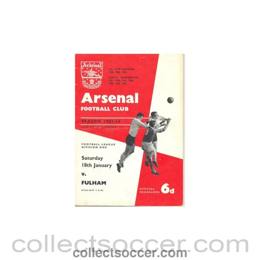 1964 - Arsenal v Fulham official programme 18/01/1964