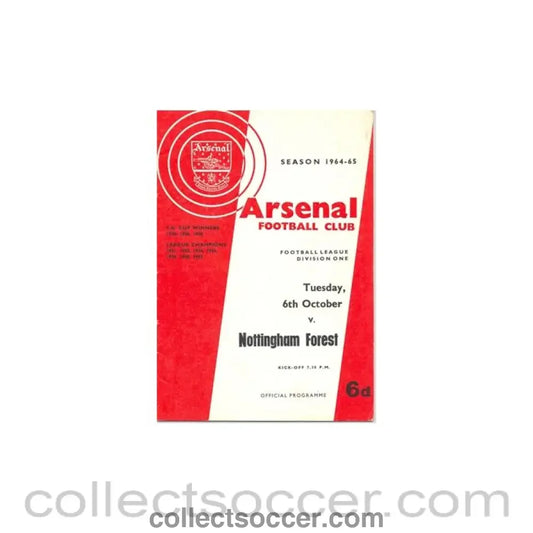1964 - Arsenal v Nottingham Forest official programme 06/10/1964