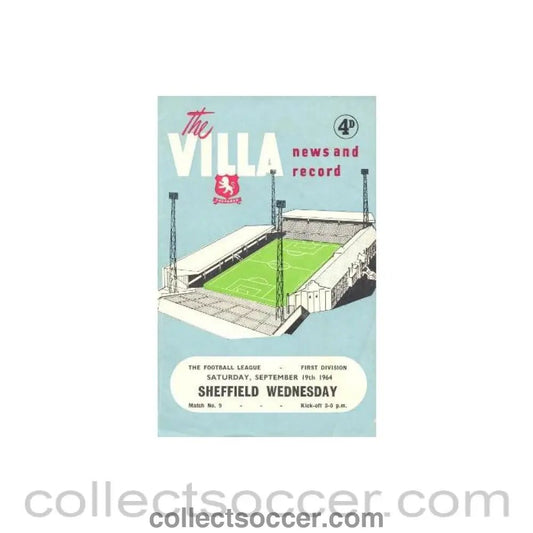 1964 - Aston Villa v Sheffield Wednesday official programme 19/09/1964 - Collect Soccer