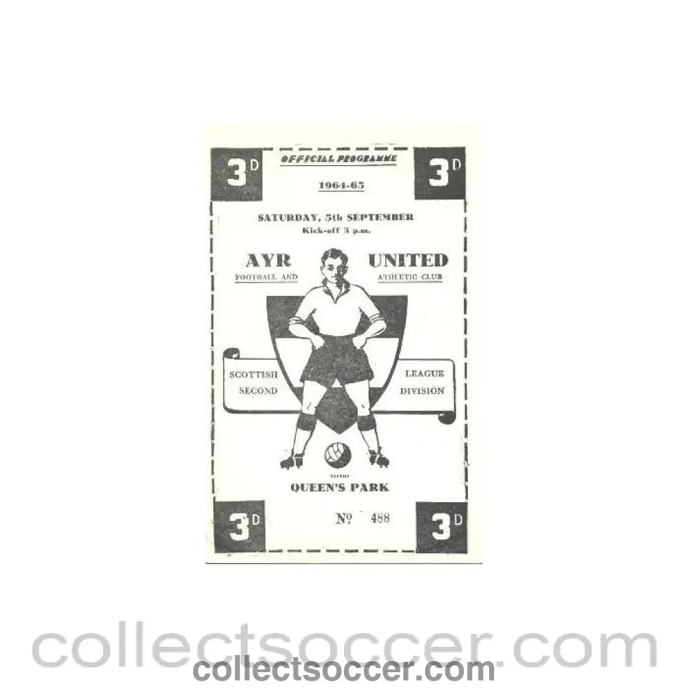 1964 - Ayr United v Queen's Park official programme 05/09/1964 - Collect Soccer