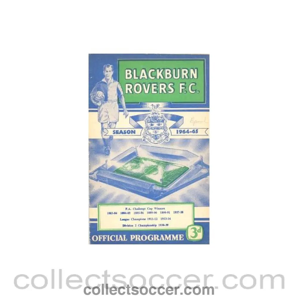 1964 - Blackburn Rovers v Blackpool official programme 02/09/1964 - Collect Soccer