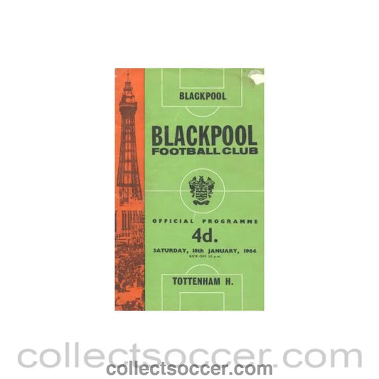 1964 - Blackpool v Tottenham Hotspur official programme 18/01/1964