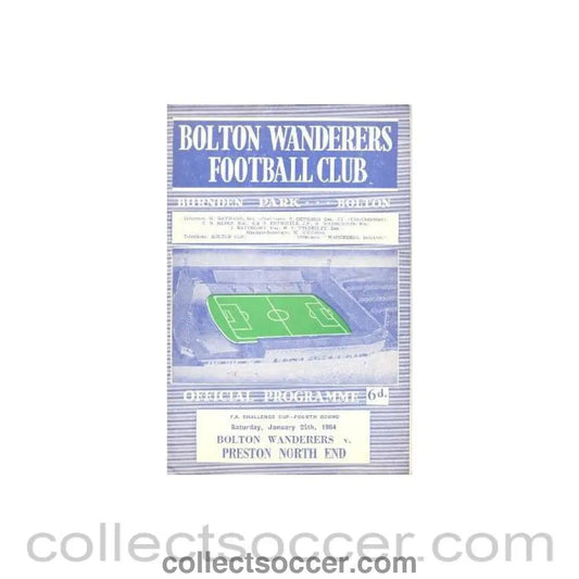 1964 - Bolton Wanderers v Preston North End official programme 25/01/1964 F.A. Cup - Collect Soccer