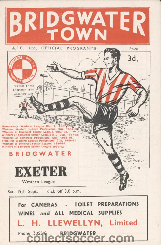 1964 Bridgwater Town v Exeter City Official Programme