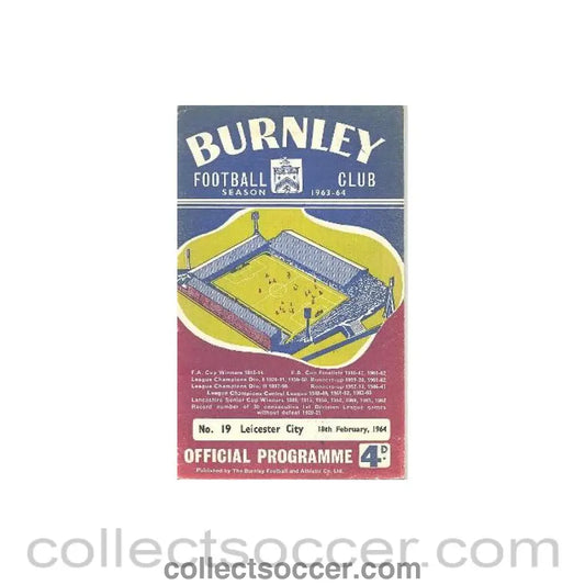 1964 - Burnley v Leicester official programme 18/02/1964