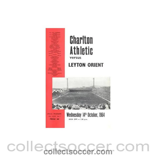 1964 - Charlton Athletic v Leyton Orient official programme 14/10/1964 Football League - Collect Soccer