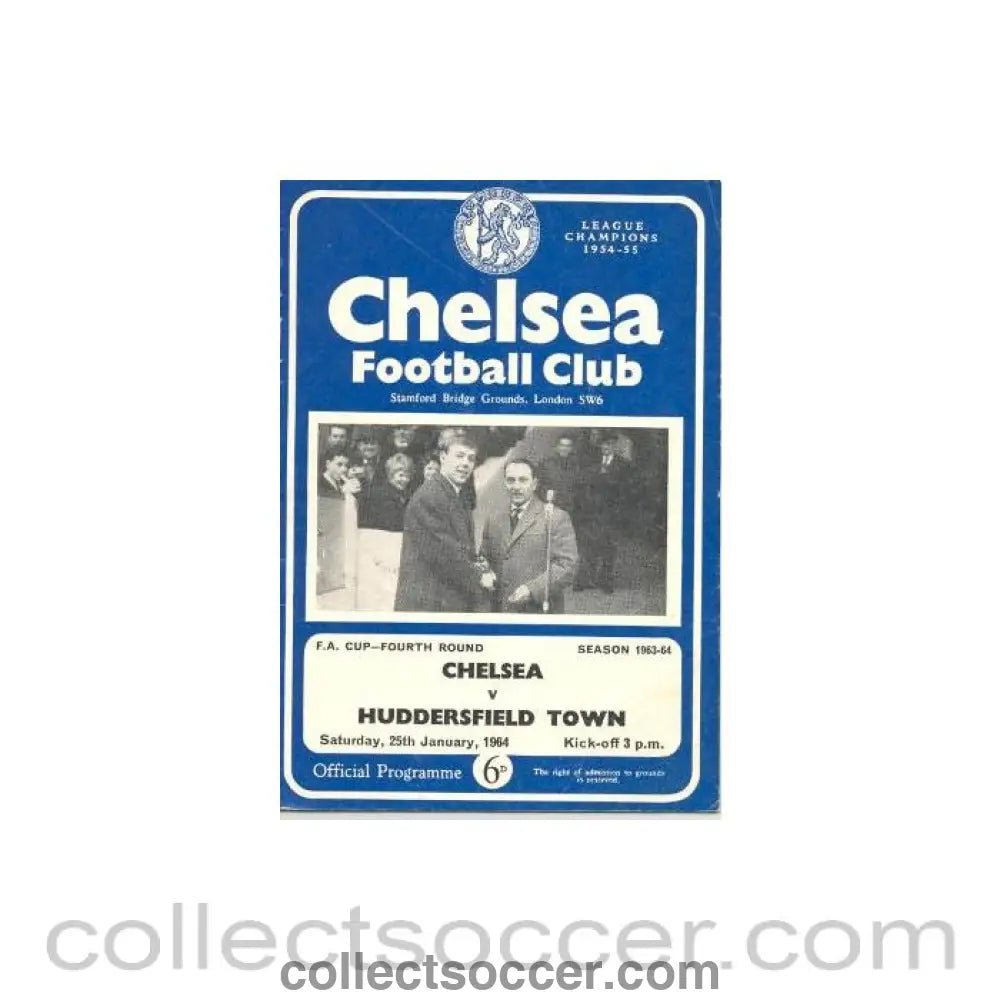 1964 - Chelsea v Huddersfield Town official programme 25/01/1964 - Collect Soccer
