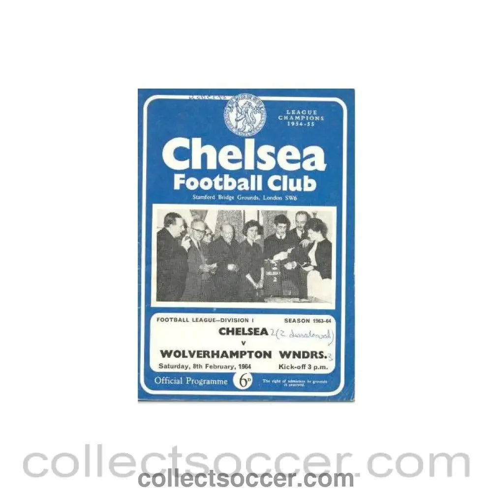1964 - Chelsea v Wolverhampton Wanderers official programme 08/02/1964