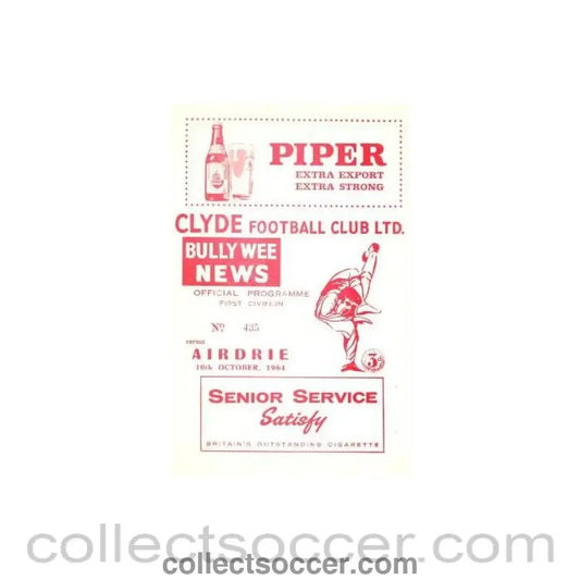 1964 - Clyde v Airdrie official programme 10/10/1964 - Collect Soccer