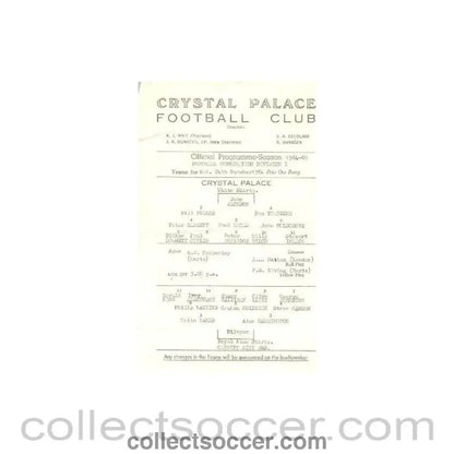 1964 - Crystal Palace v Cardiff City Reserves official programme 24/10/1964 - Collect Soccer