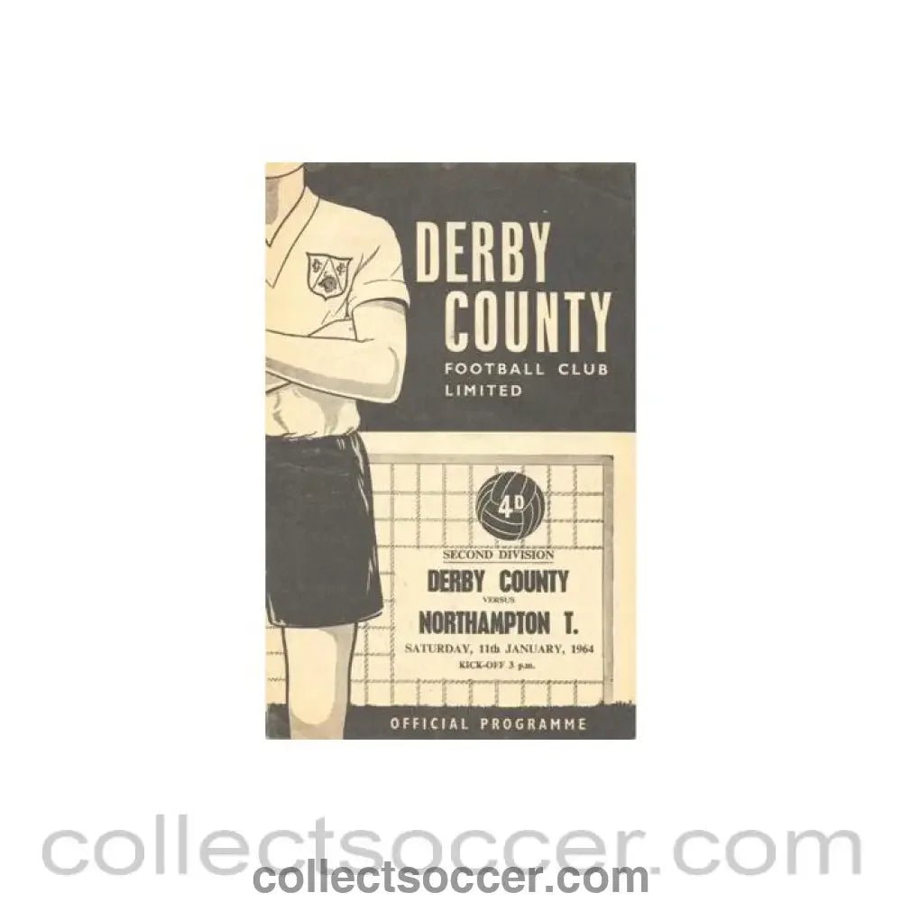 1964 - Derby County v Northampton Town official programme 11/01/1964 Football League - Collect Soccer