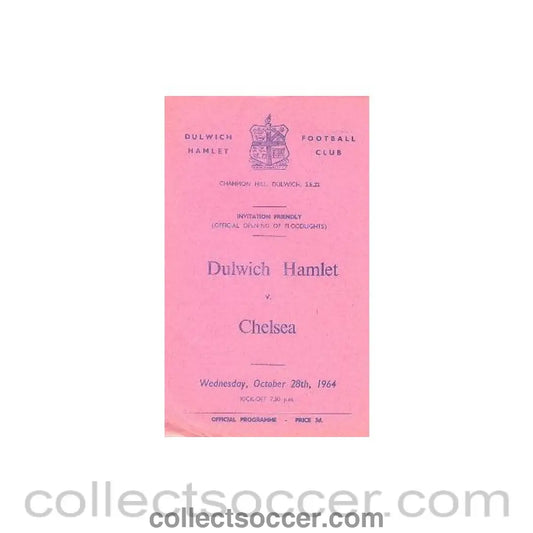 1964 - Dulwich Hamlet vChelsea official programme 28/10/1964