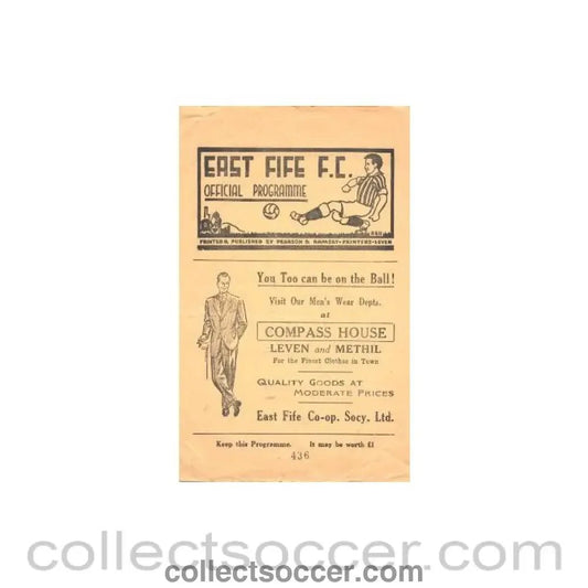 1964 - East Fife v Raith Rovers official programme 22/08/1964 - Collect Soccer