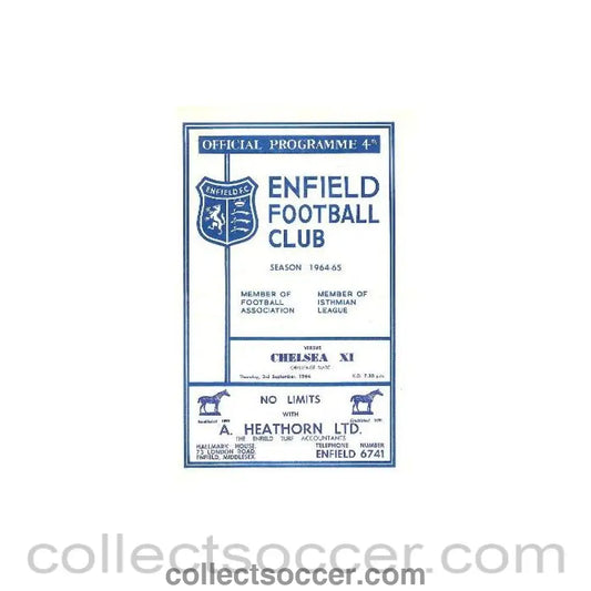 1964 - Enfield vChelsea official programme 03/09/1964