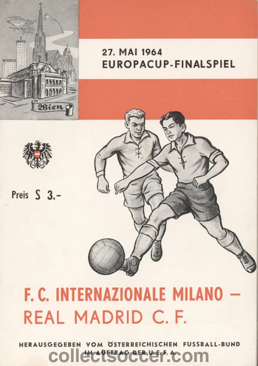 1964 European Cup Final + Insert Real Madrid v Inter Milan Official Programme