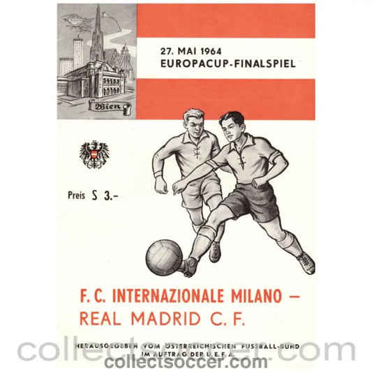 1964 European Cup Final + Insert Real Madrid v Inter Milan Official Programme - Collect Soccer