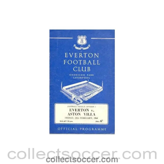 1964 - Everton v Aston Villa official programme 28/02/1964 - Collect Soccer