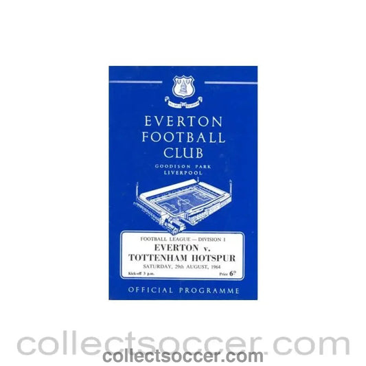 1964 - Everton v Tottenham Hotspur official programme 29/08/1964 Football League - Collect Soccer