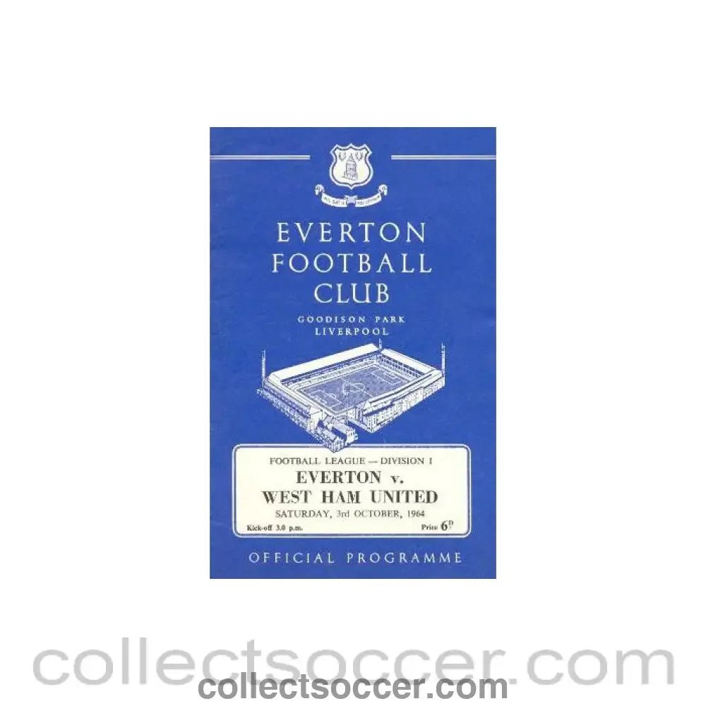 1964 - Everton v West Ham United official programme 03/10/1964 - Collect Soccer