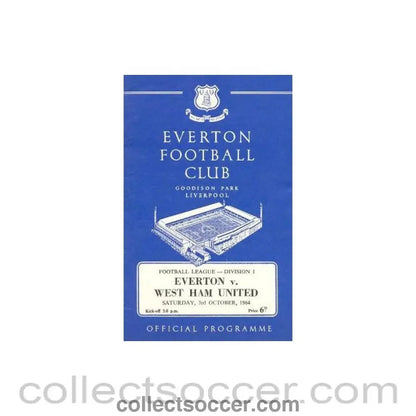 1964 - Everton v West Ham United official programme 03/10/1964 - Collect Soccer