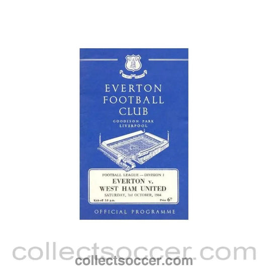 1964 - Everton v West Ham United official programme 03/10/1964 - Collect Soccer