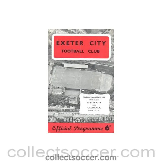 1964 - Exeter City v Oldham Athletic official programme 08/10/1964 Football League - Collect Soccer