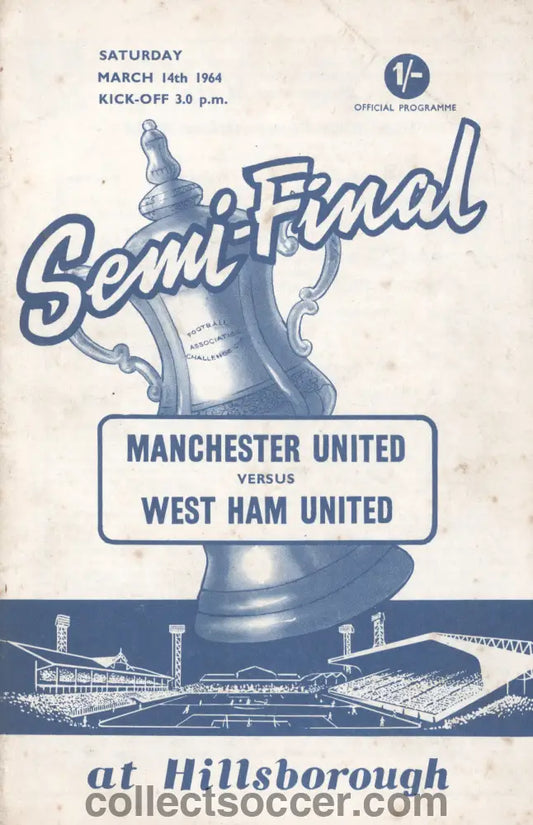 1964 FA Cup Semi Final Manchester United v West Ham United Programme