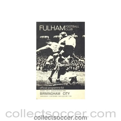 1964 - Fulham v Birmingham City official programme 02/09/1964 Football League - Collect Soccer